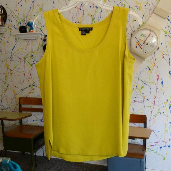 3 for $50💚 Due Per Due Yellow 100% Silk Sleeveless Top Size 8 - Picture 1 of 3